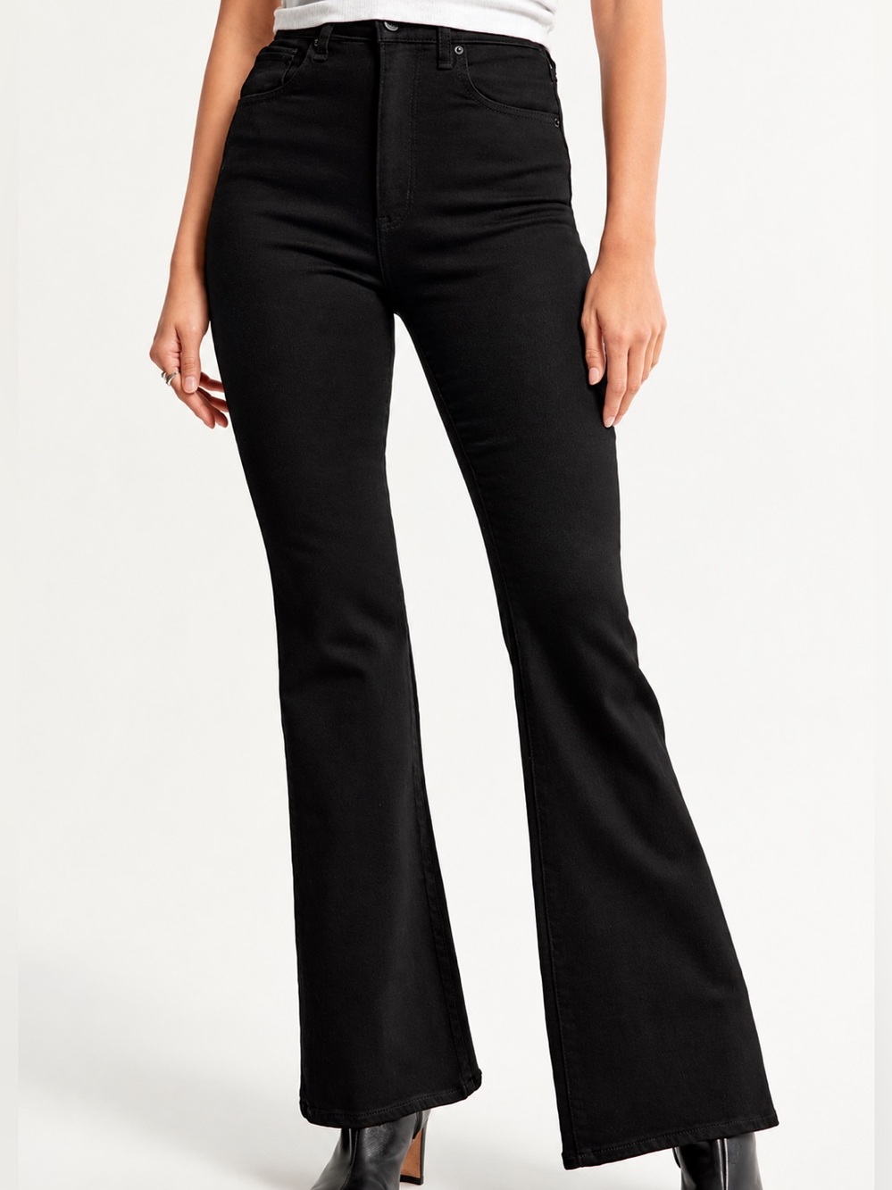 Abercrombie & Fitch NWT ultra high rise black flare jeans, size 18 shorts